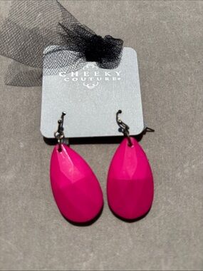 Hot Pink Teardrop Dangle Earrings